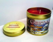 Merry Christmas Cinnamon Hand Poured Candle In A Tin