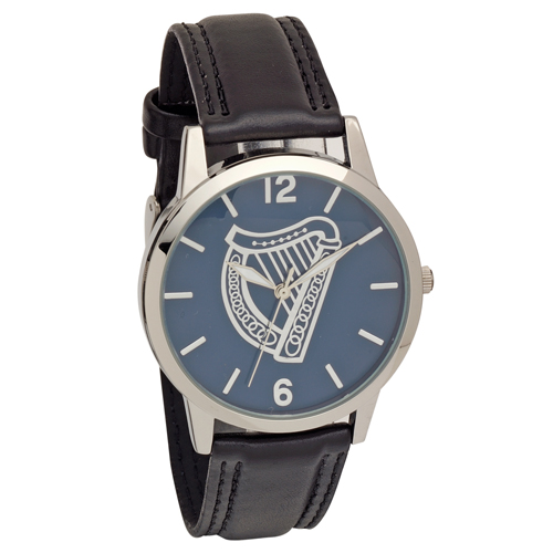 Harp Embossed Dial Wrist Watch with Black Strap - Low Nickel - Click Image to Close
