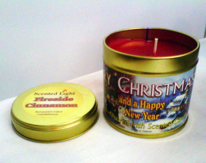 Fireside Cinnamon Hand Poured Candle In A Tin - Click Image to Close