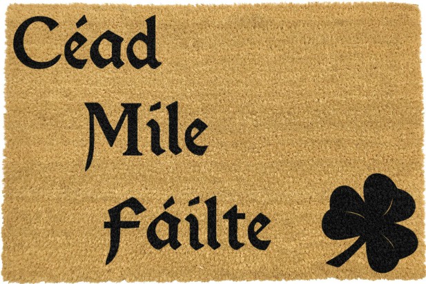 Irish Cead Mile Failte Doormat - Black - Click Image to Close