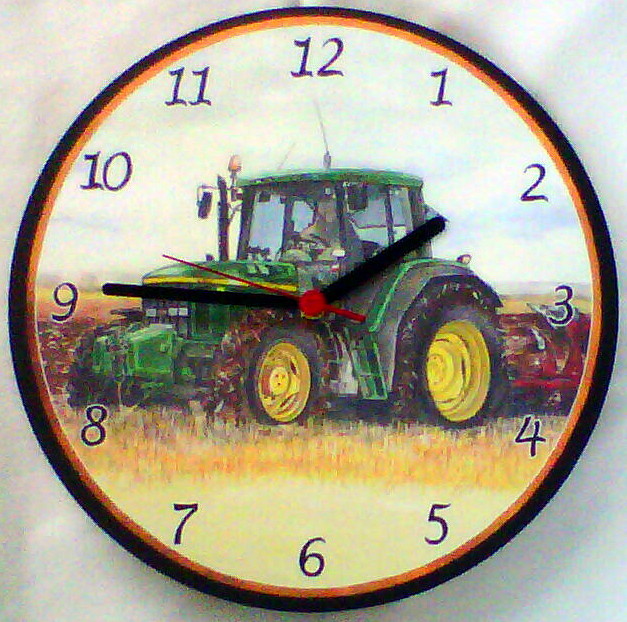 John Deere Tractor Battery Wall Clock - Click Image to Close